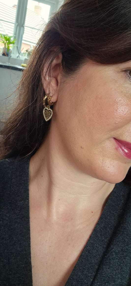 Tree Of Life Heart Drop Earrings