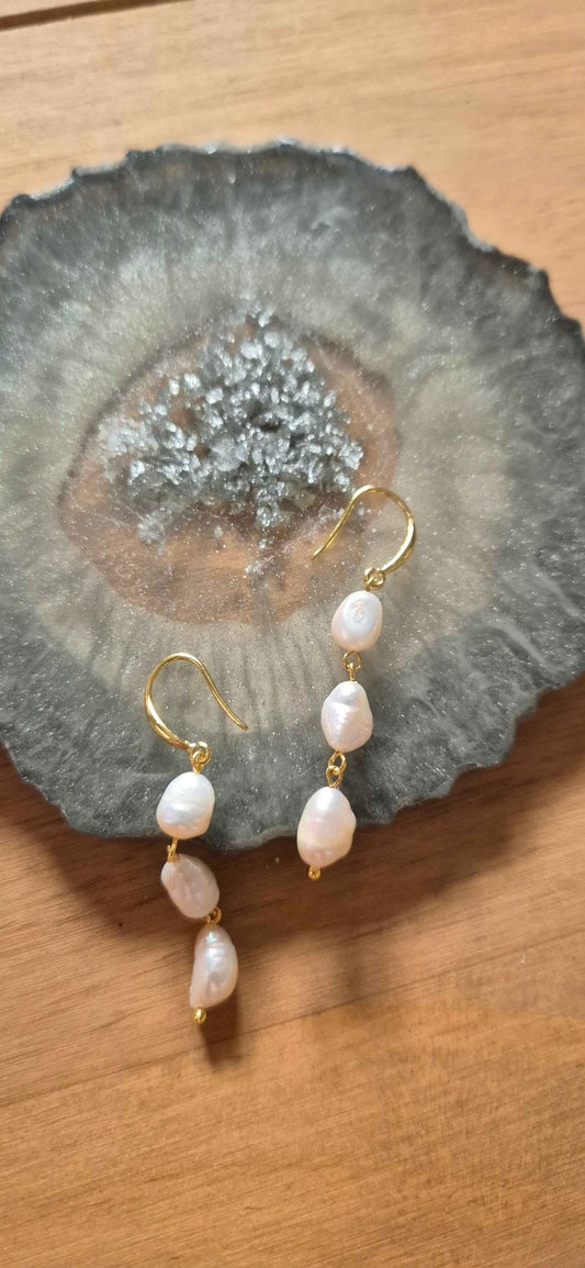 Moonlit Cascade Pearl Earrings