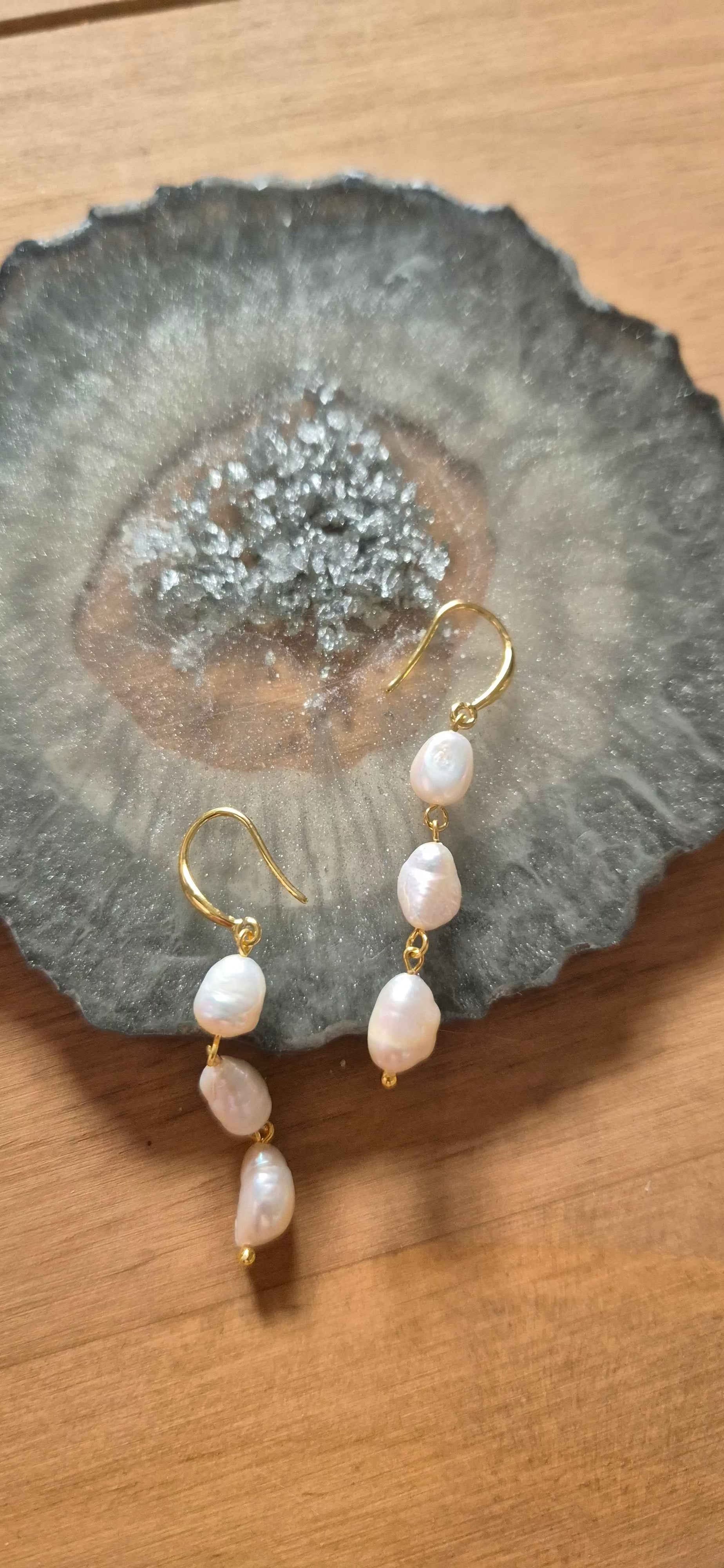 Moonlit Cascade Pearl Earrings