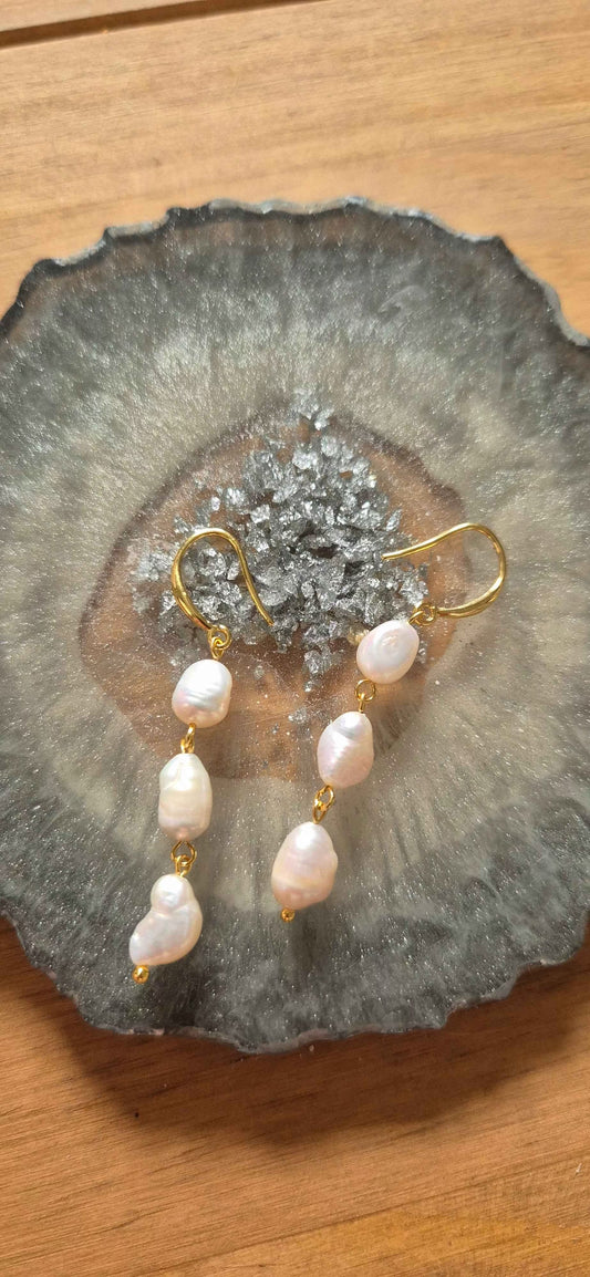 Moonlit Cascade Pearl Earrings